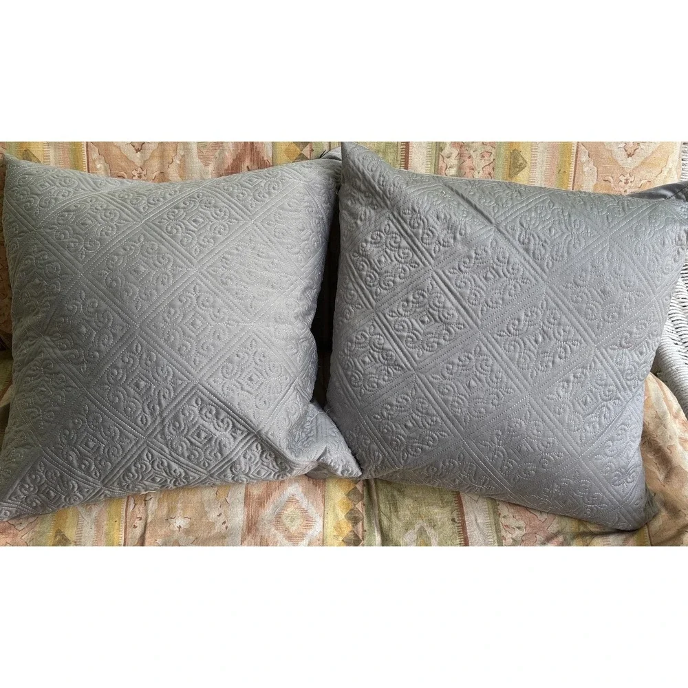 Gray Pillows Feather Set of 2 18x18 Square Geometric Design